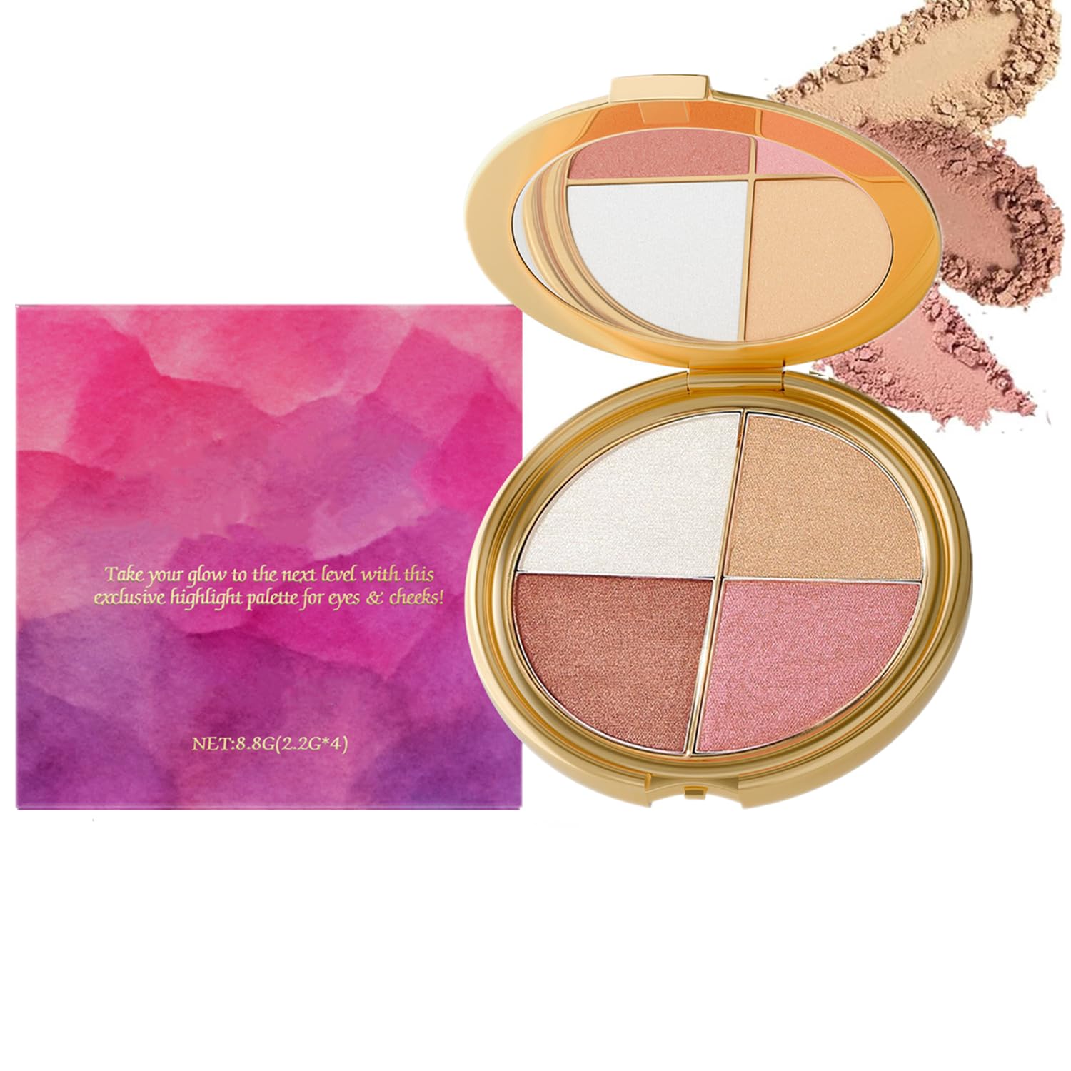 YG LianKai Eye & Cheek Palette open with matte and shimmer shades for versatile looks.