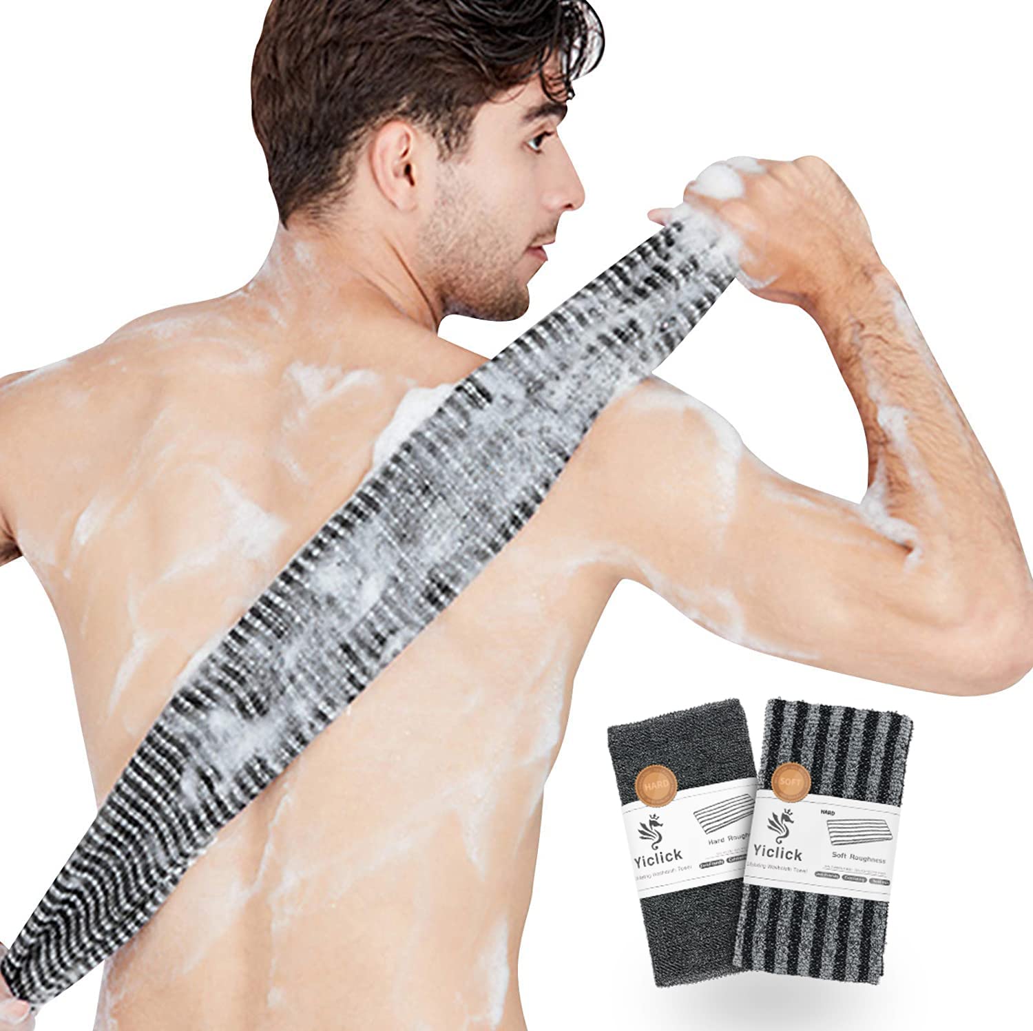 Yiclick exfoliating body scrubber 2 pack for versatile shower back cleansing