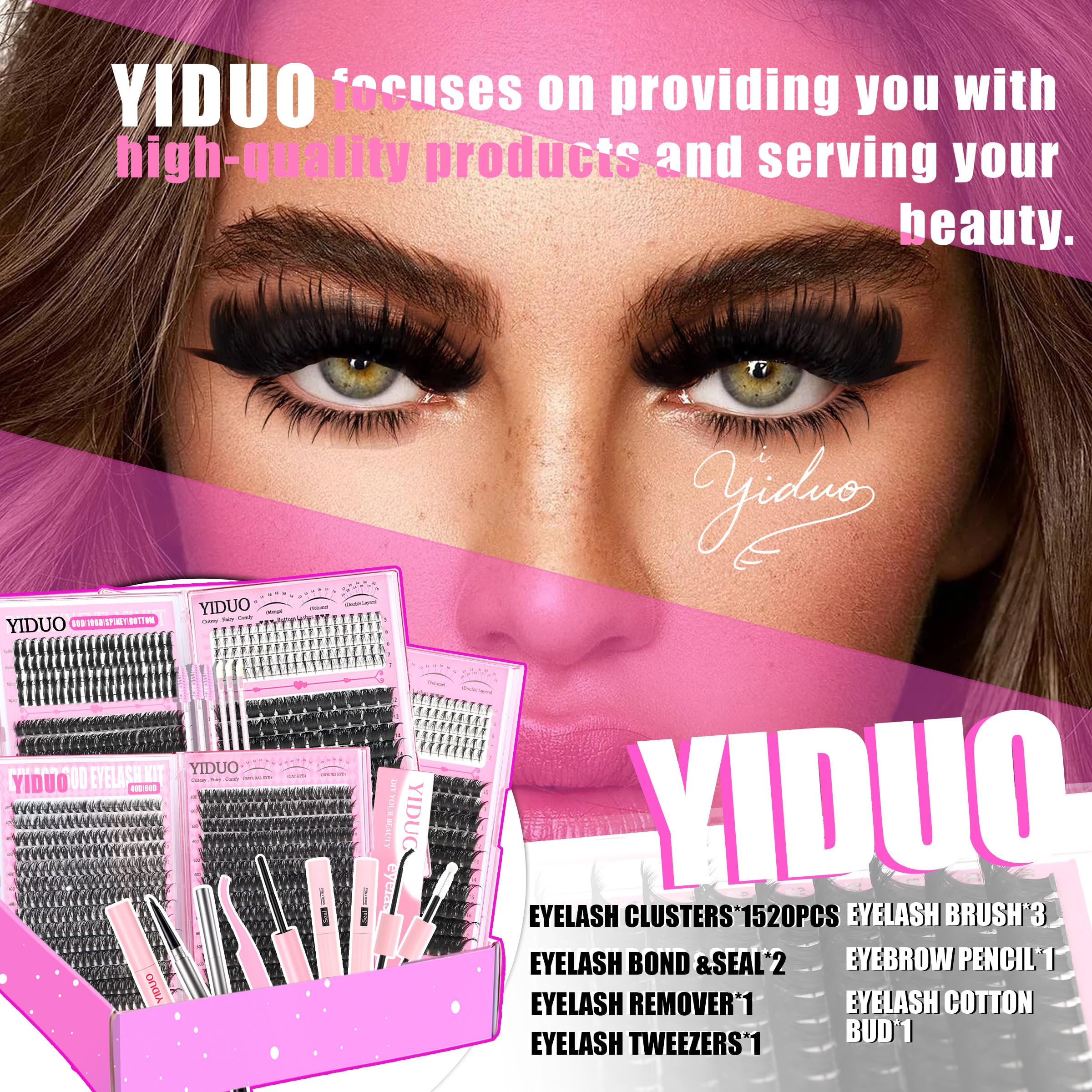 YIDUO eyelash brush helps detangle and blend during application.