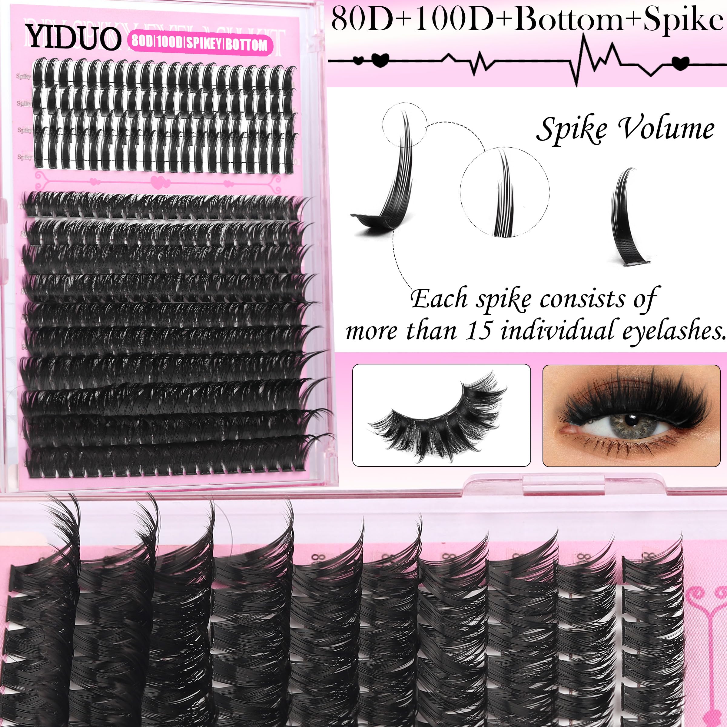 YIDUO hybrid lash extensions with d-curl for fuller, layered looks.
