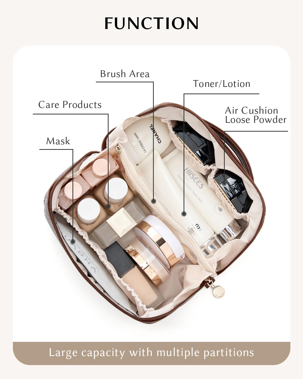 Yikisite makeup bag custom metal zipper for smooth closure