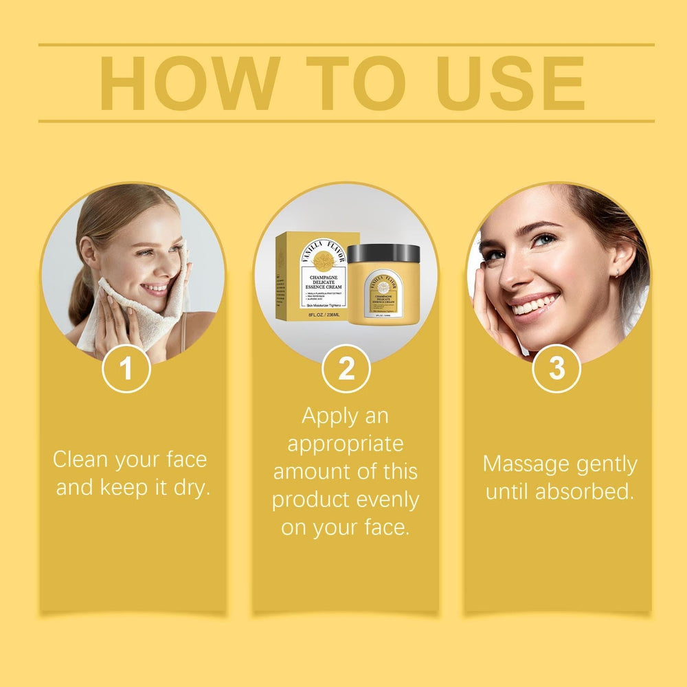 Hands applying YILEST Champagne Lift Cream in a quick, effective daily routine.