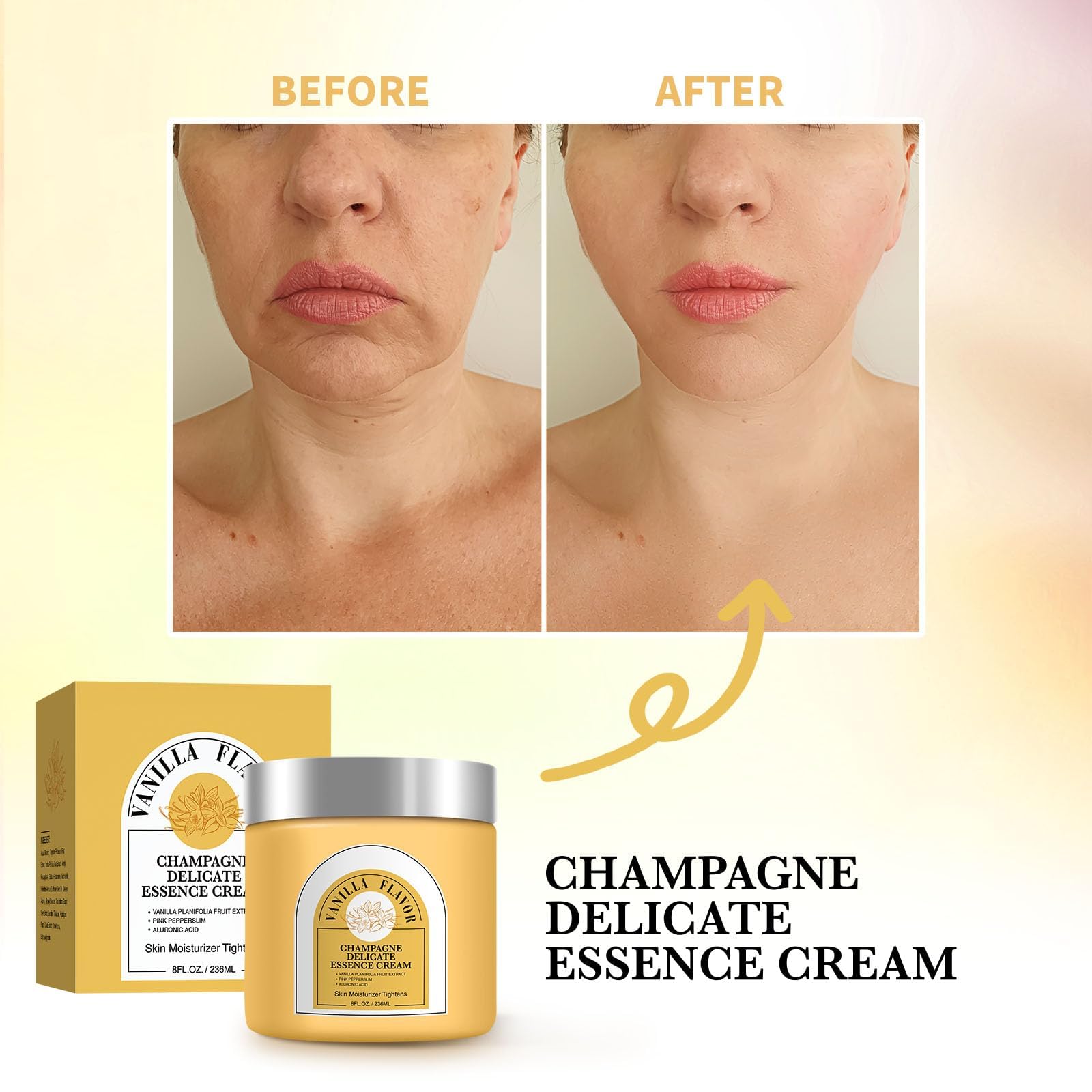 Premium packaging of YILEST Champagne Lift Cream highlights luxury branding.