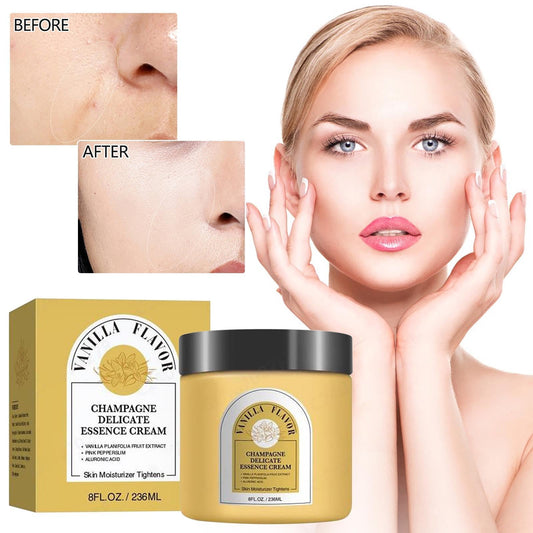 Texture and application closeup of YILEST Champagne Lift Cream for immediate hydration and lift.