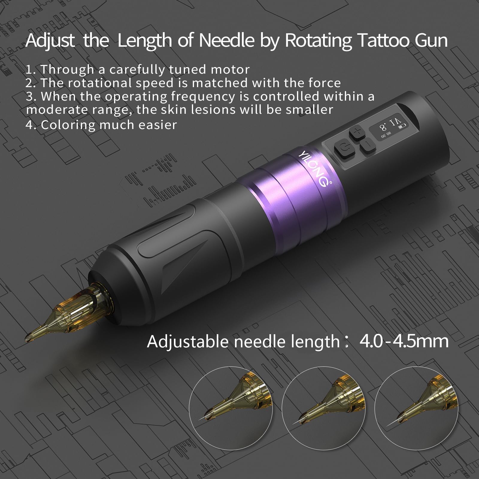 YILONG needles 3RL and 9RM for precise lines and smooth shading.
