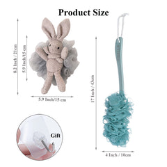 Yisella curved-handle bath brush reaches tricky back angles for a comfortable scrub.