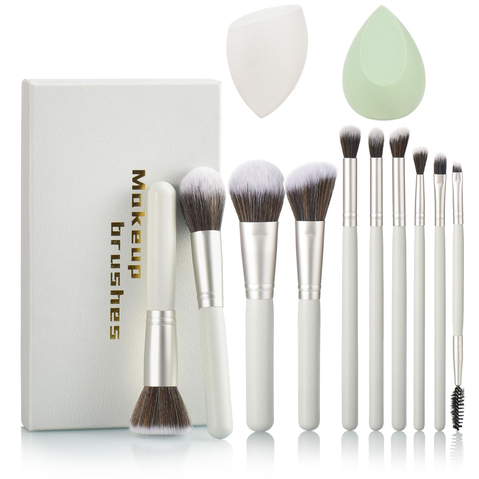 YJ-Anyue 14-piece makeup brush set with wooden handles ready for gifting.