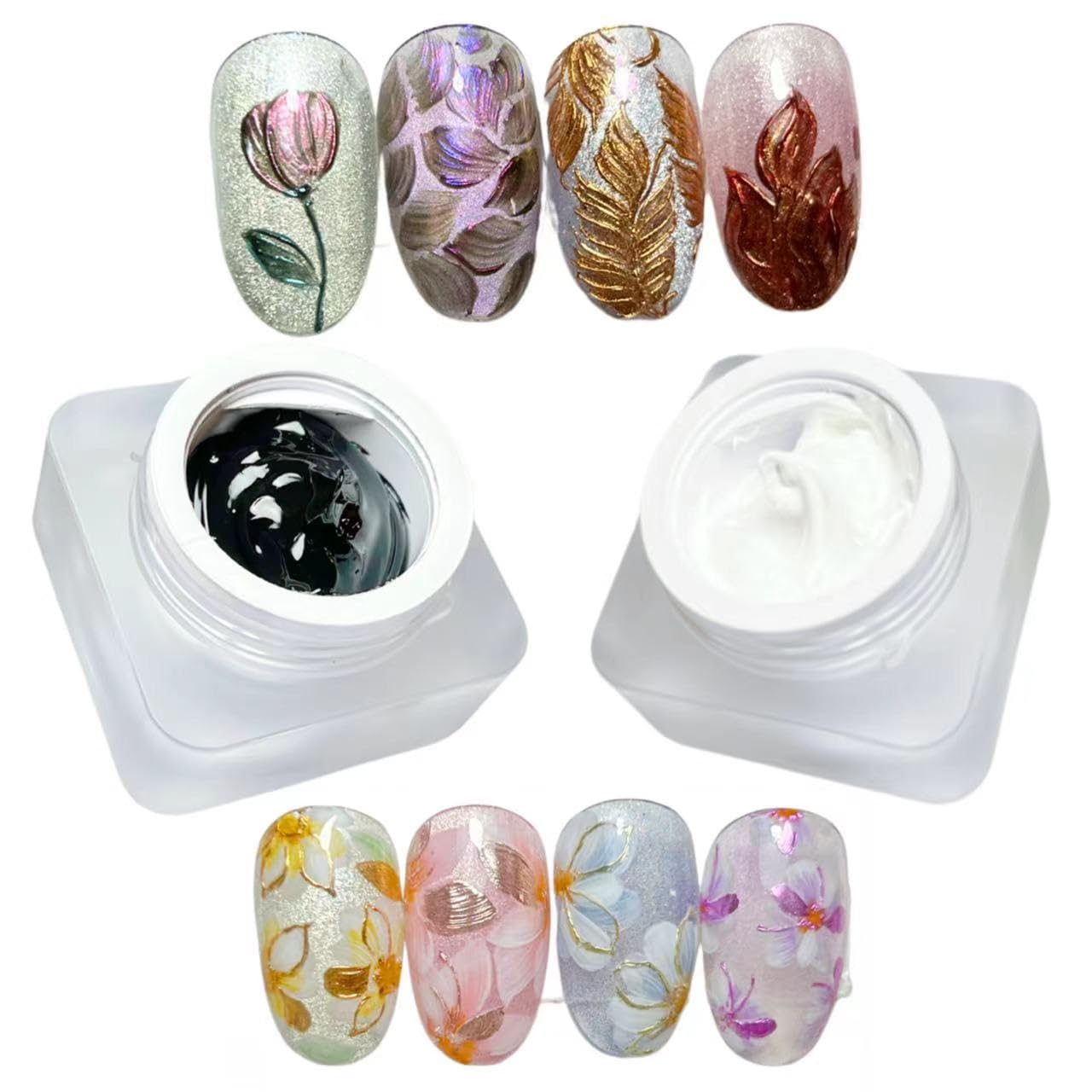 YJMyujimi sculpture gel black and white for bold 3D nail art
