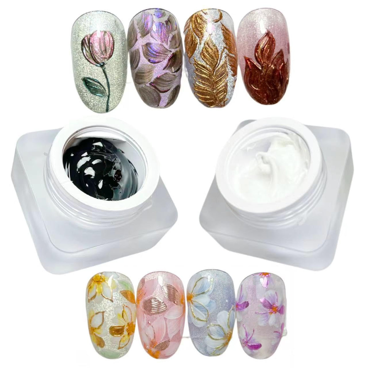 YJMyujimi sculpture gel black and white for bold 3D nail art