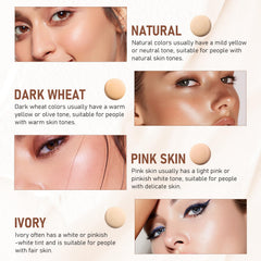 Feather-light blend gives natural, breathable skin look.