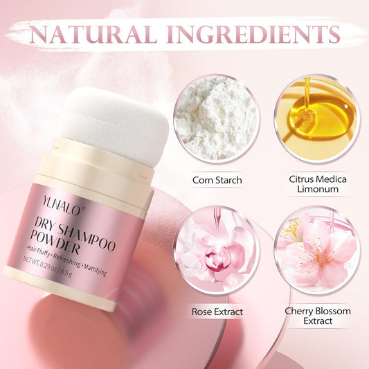 YLNALO dry shampoo powder application illustration for refreshing roots