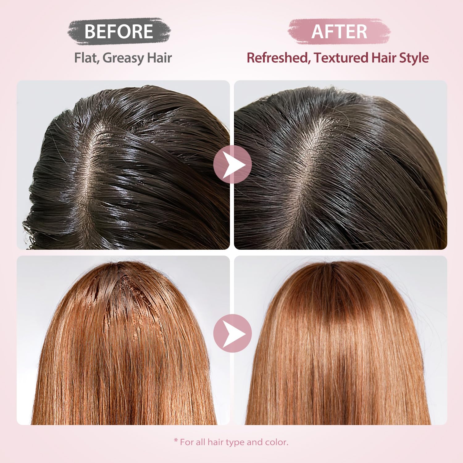 Hair after YLNALO powder provides added volume and texture