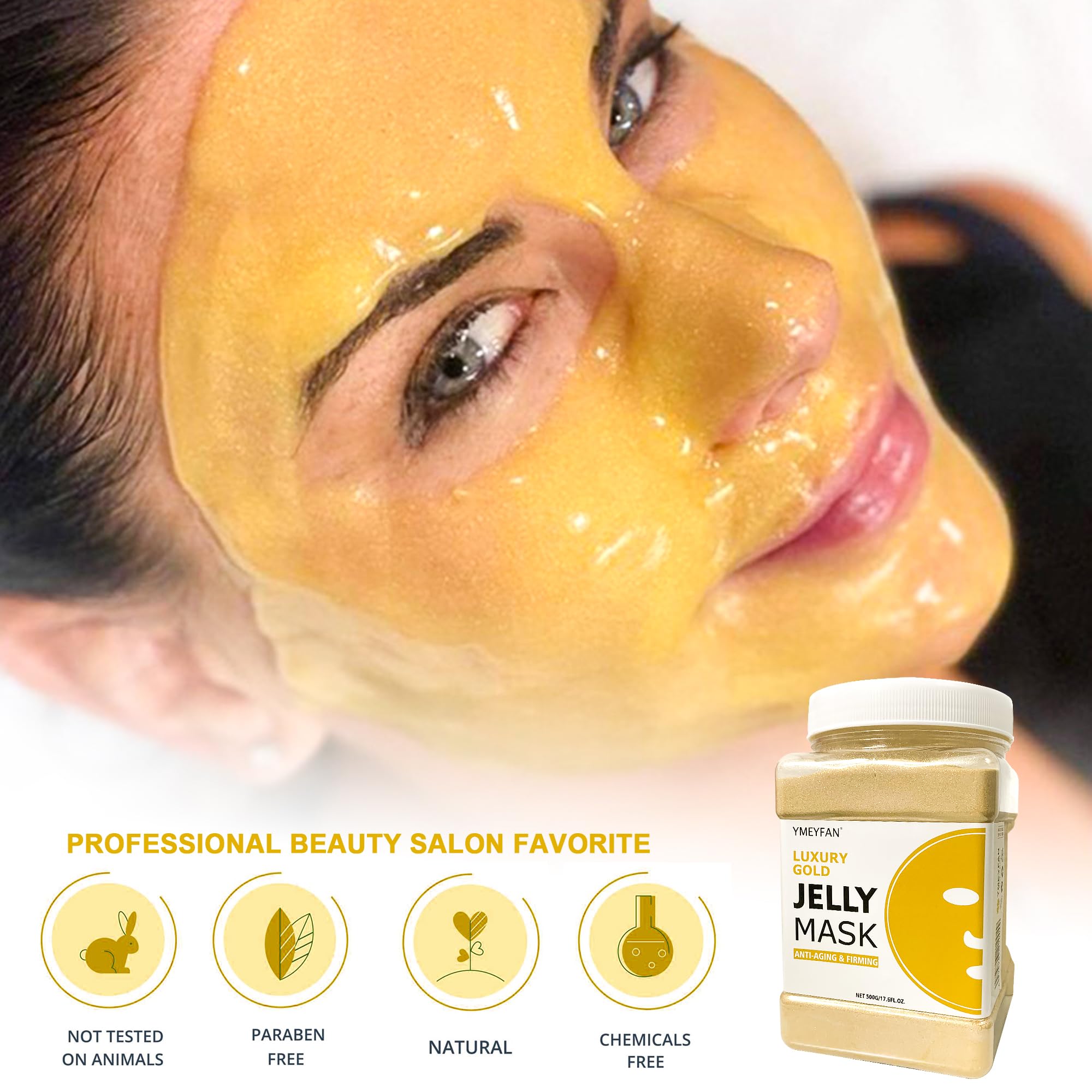 YMEYFAN gold jelly mask mixing with water creates a spa-like, smooth jelly texture