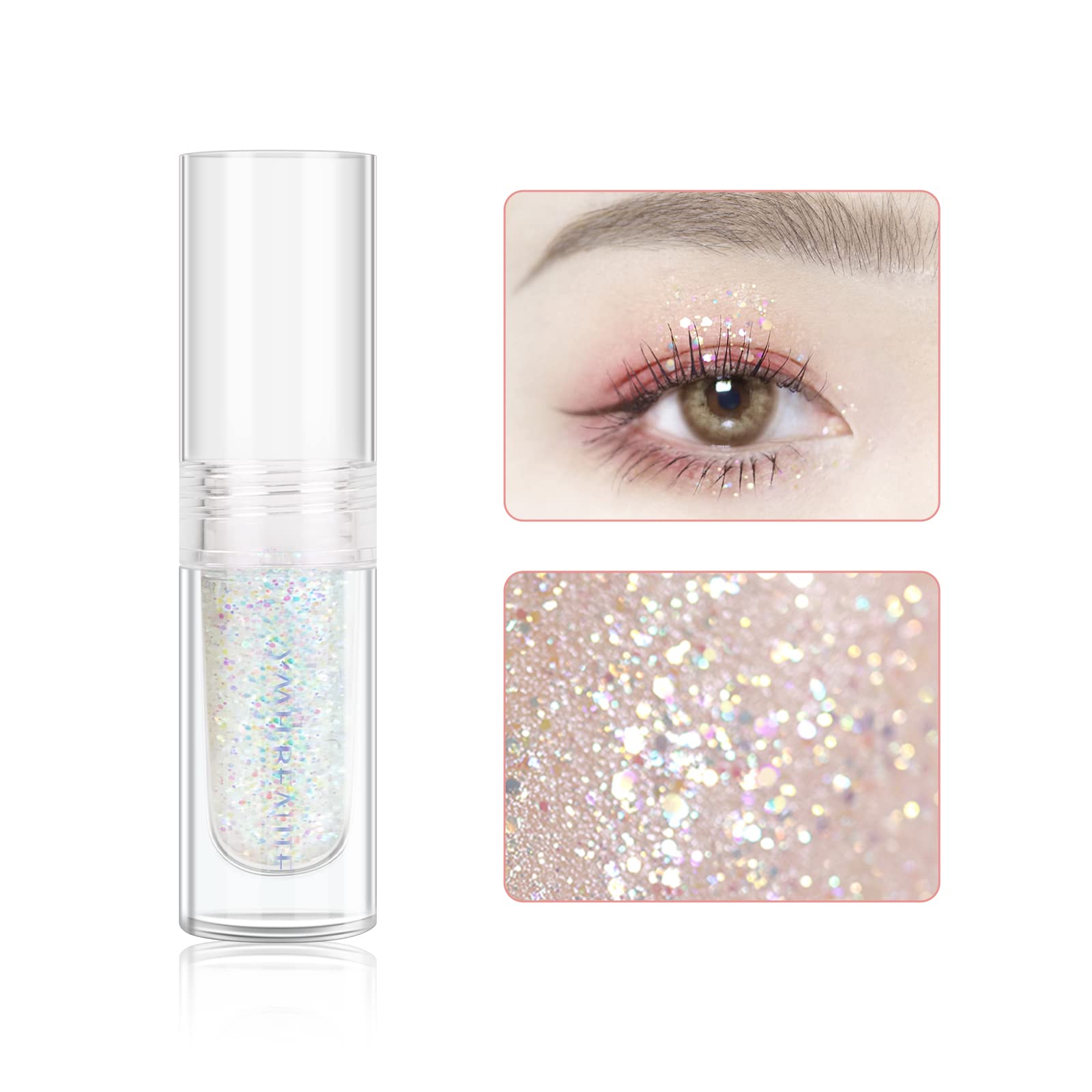 YMH BEAUTE liquid glitter eyeshadow light pink pearl glitter adds soft luminous pink glow on lids