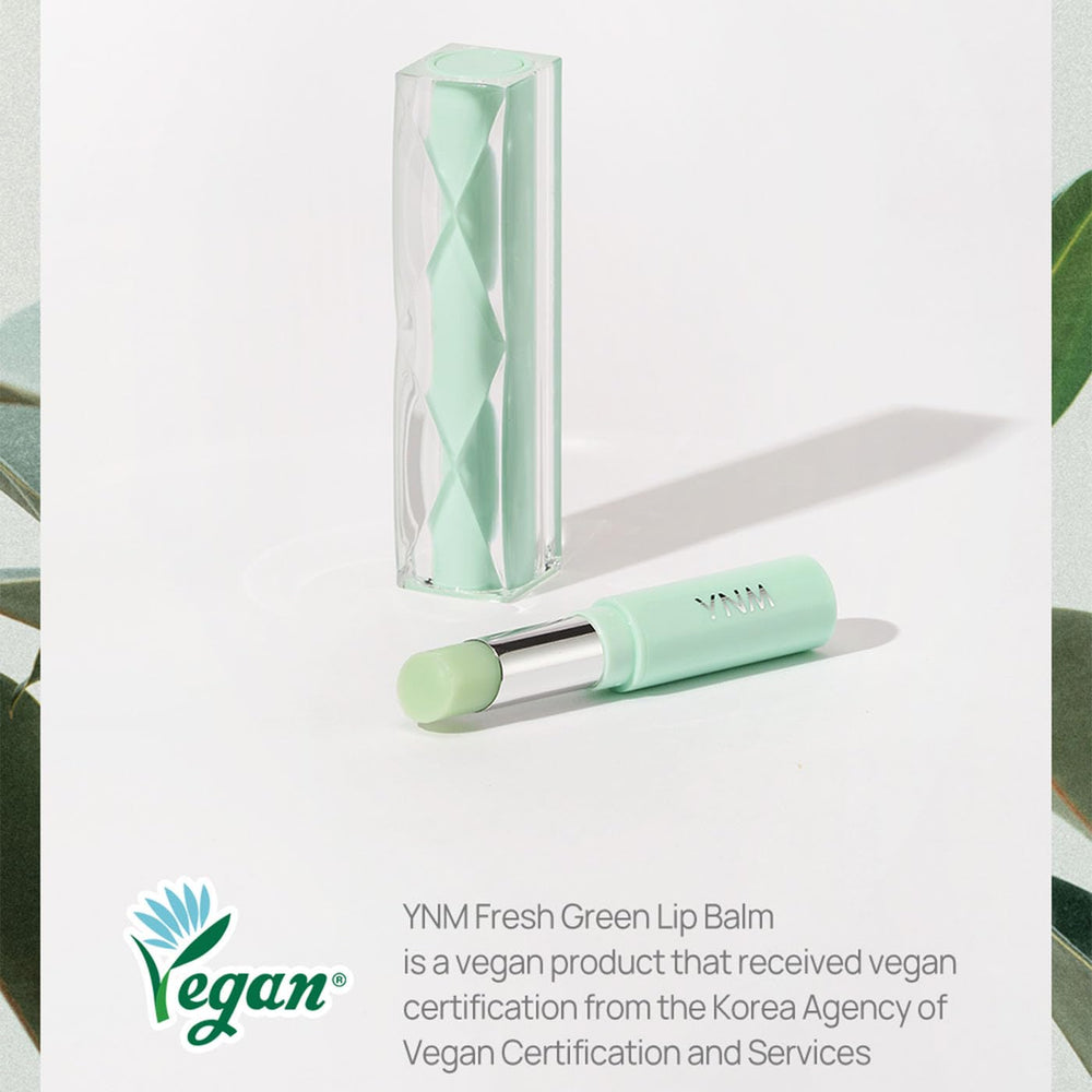 YNM Fresh Green Lip Balm vegan fragrance-free status banner