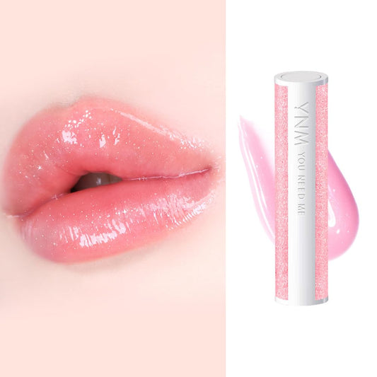 Swatch of YNM Pink Sparkle showing buildable sheer color