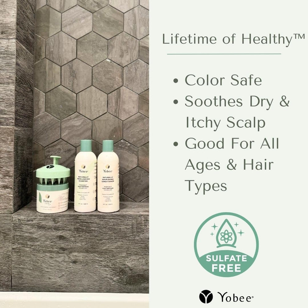 Family-friendly Yobee conditioner bottle indicating fragrance-free formula