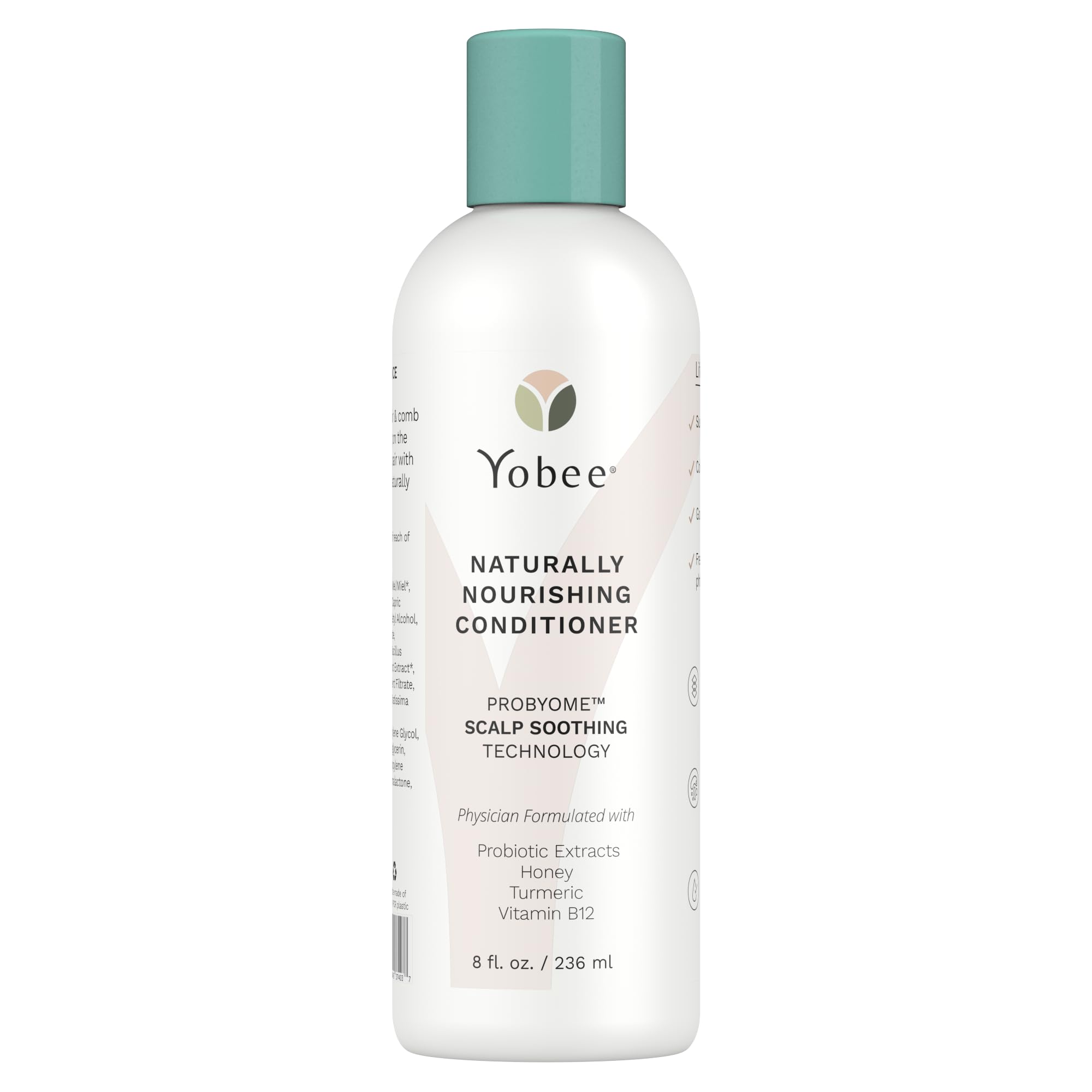 Yobee hair conditioner bottle highlights dry scalp relief and hydration