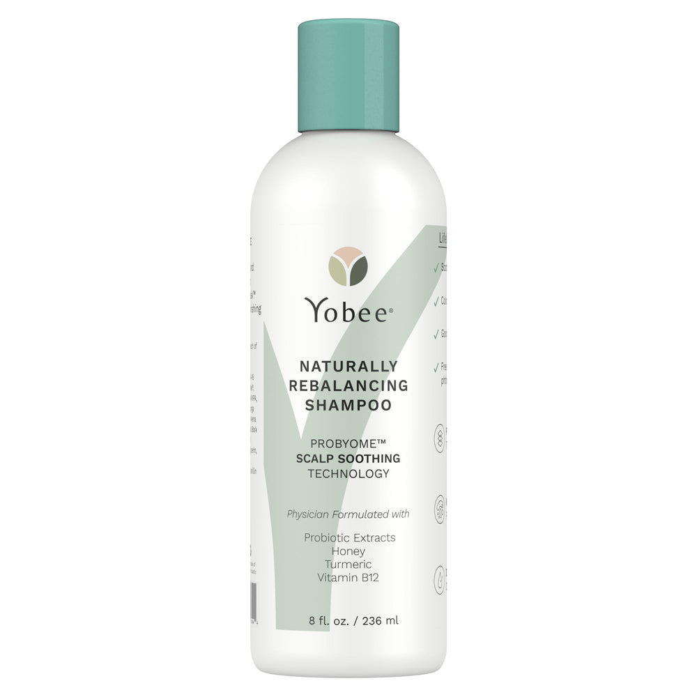 Yobee Rebalancing Shampoo bottle soothing flakes and scalp irritation