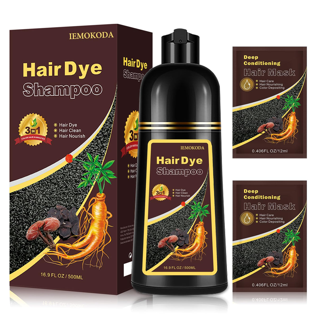 Yocisku Coffee Hair Dye Shampoo bottle for at-home color and convenience.