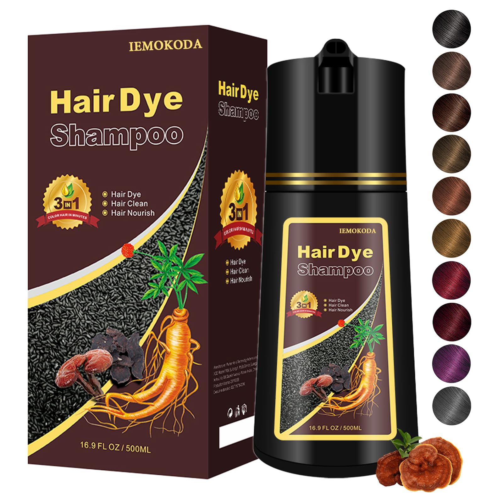 Yocisku Hair Dye Shampoo bottle applying gray coverage at home.