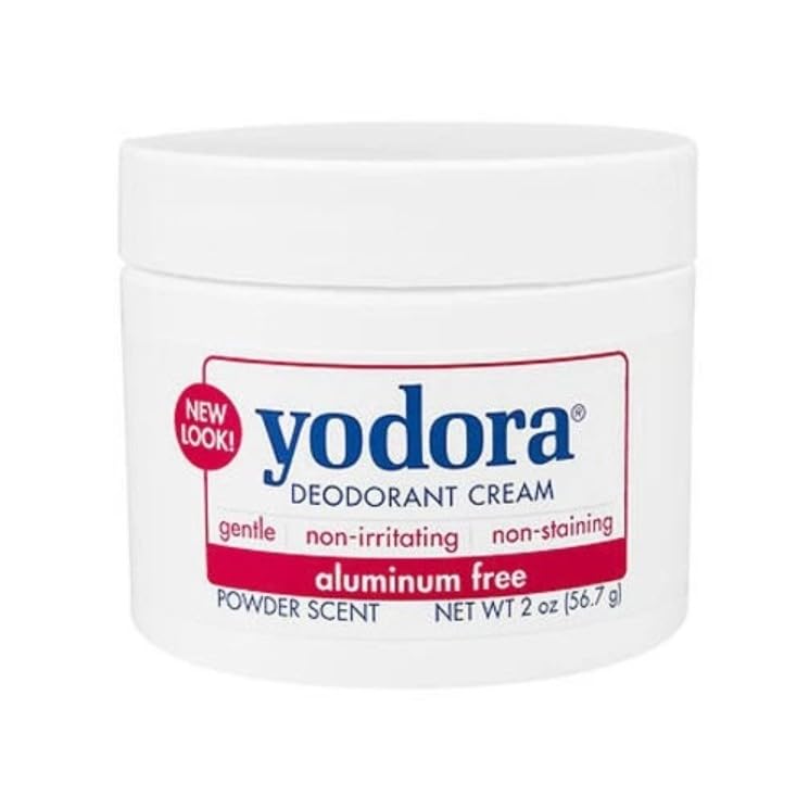 Open jar of Yodora Deodorant Cream reveals creamy consistency for easy underarm use