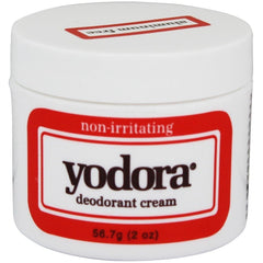 Yodora deodorant cream jar close-up showing silky texture for daily use