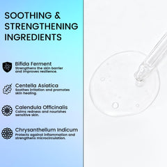 YOEYOU activating serum ingredients closeup highlights natural botanicals supporting calm skin during sessions.