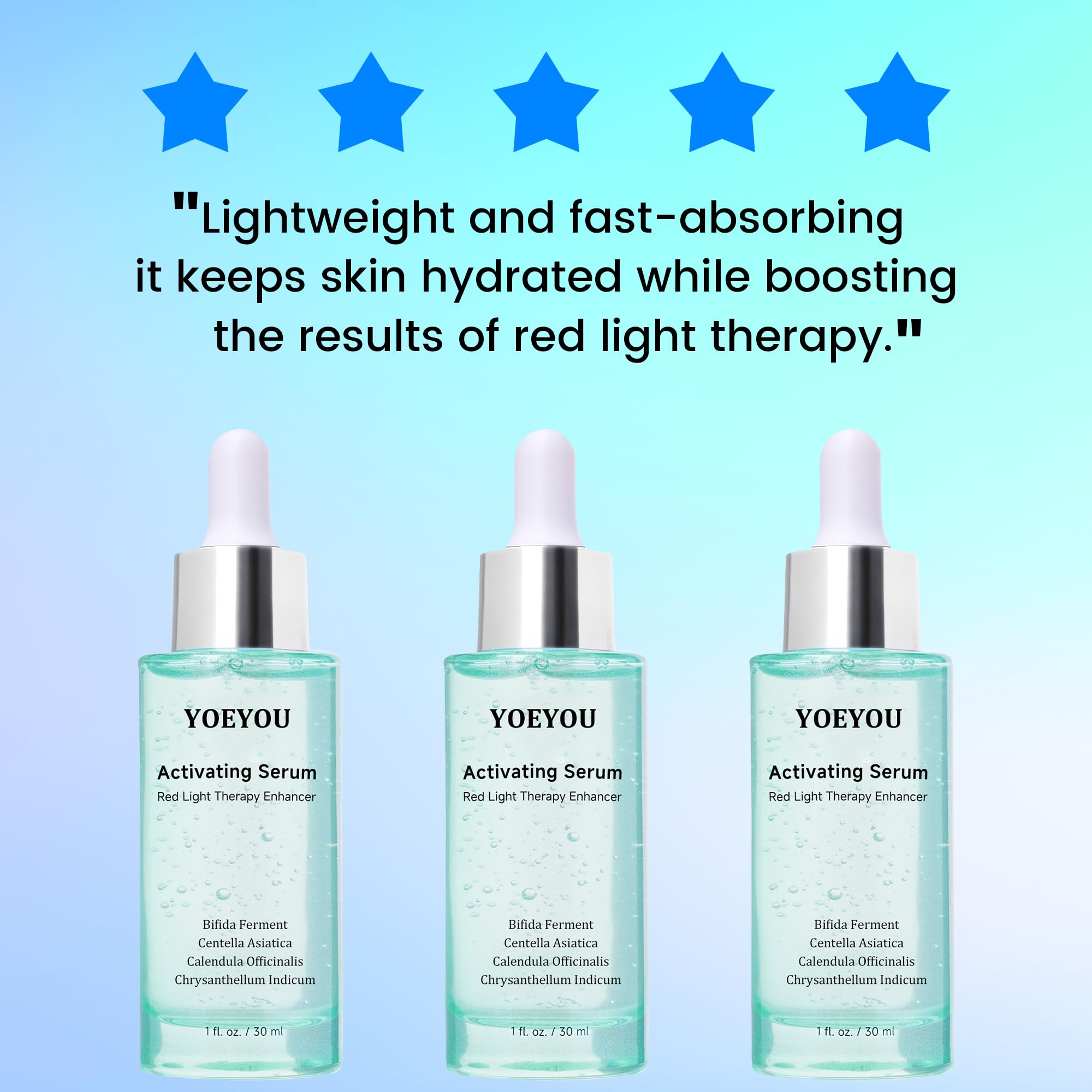 YOEYOU activating serum skin hydration closeup shows a dewy finish after application.