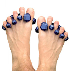 YogaToes Gems for Men toe spacers in metallic blue support toe alignment and daily comfort.