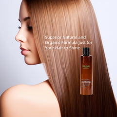 Hair after using YOGI CARE Anti-Fall Conditioner with visible shine and smoothness.