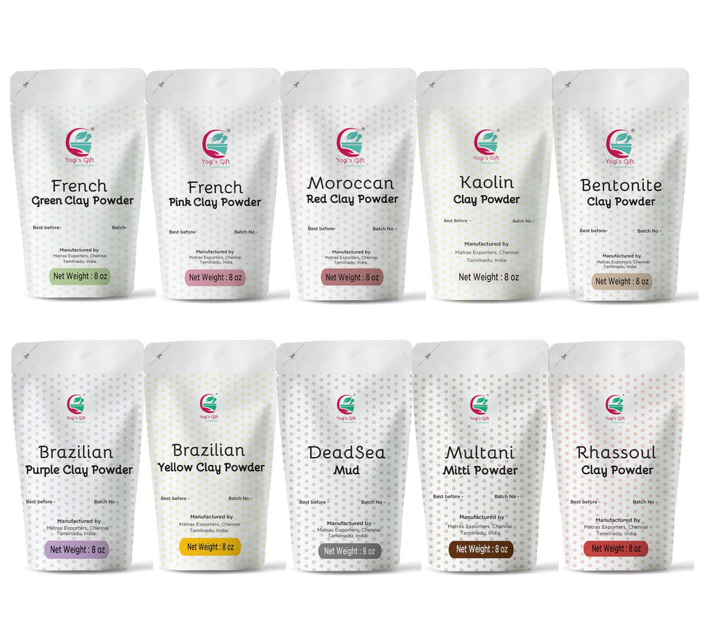 Yogi's Gift 10-clays pack front view for colorful DIY skincare projects.