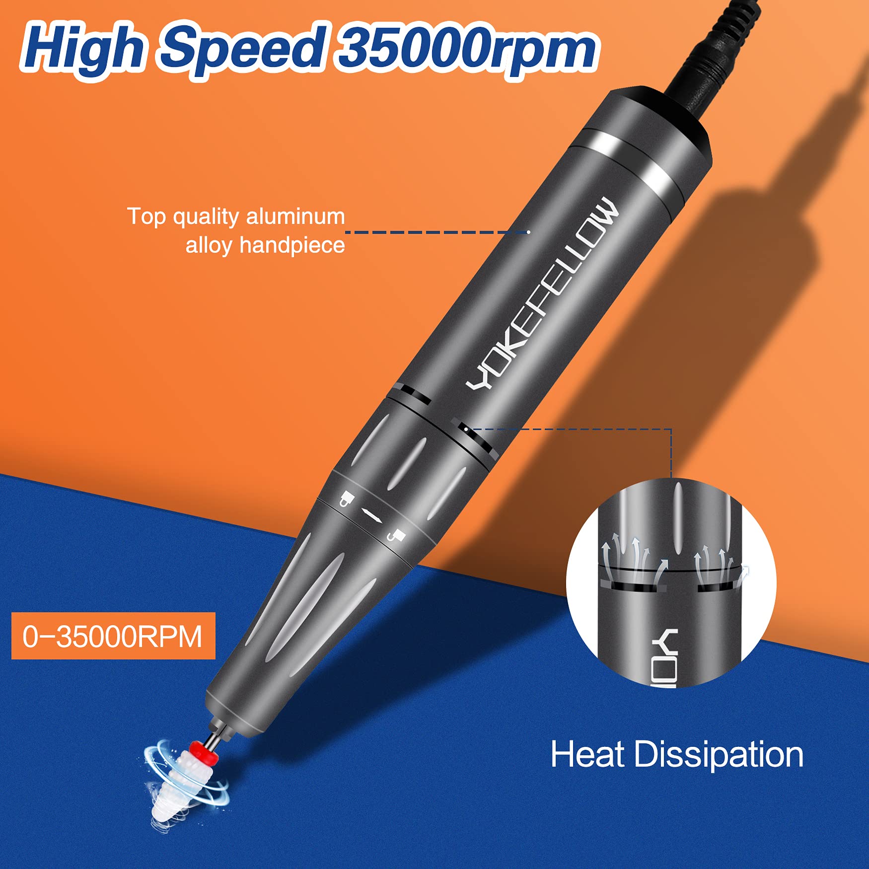 YOKE FELLOW handpiece in aluminum alloy for lightweight durability.