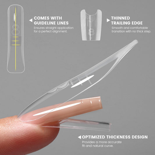 YOKEFELLOW Dual-form side view shows easy, paper-free nail extensions.
