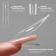 YOKEFELLOW Dual-form side view shows easy, paper-free nail extensions.