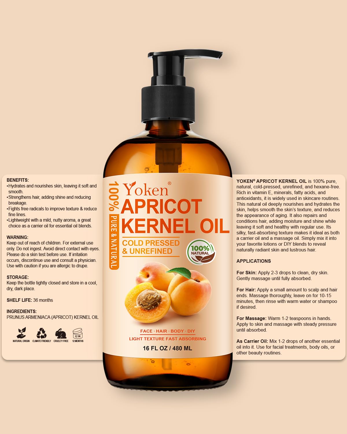 Yoken apricot oil ideal for daily beard care.