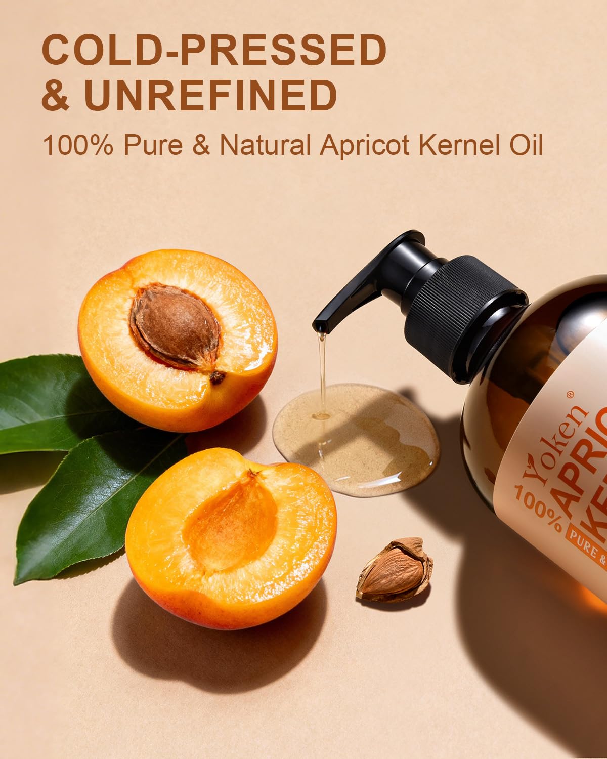 Yoken apricot oil pour shows quick absorption for skin.
