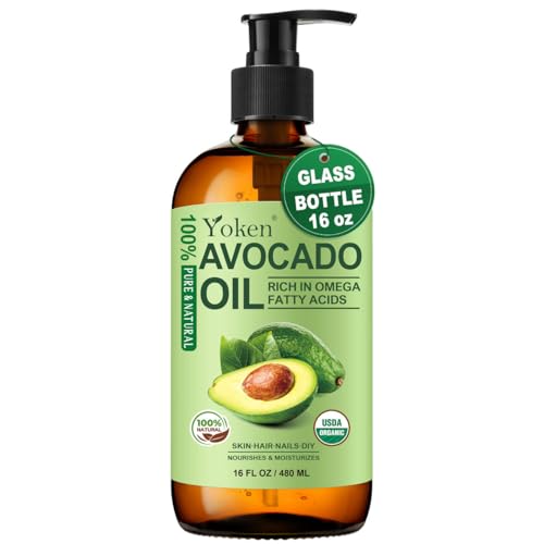 Yoken avocado oil bottle 16oz showing pure cold-pressed formula for hydration
