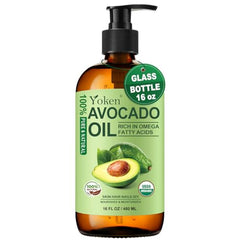 Yoken avocado oil bottle 16oz showing pure cold-pressed formula for hydration