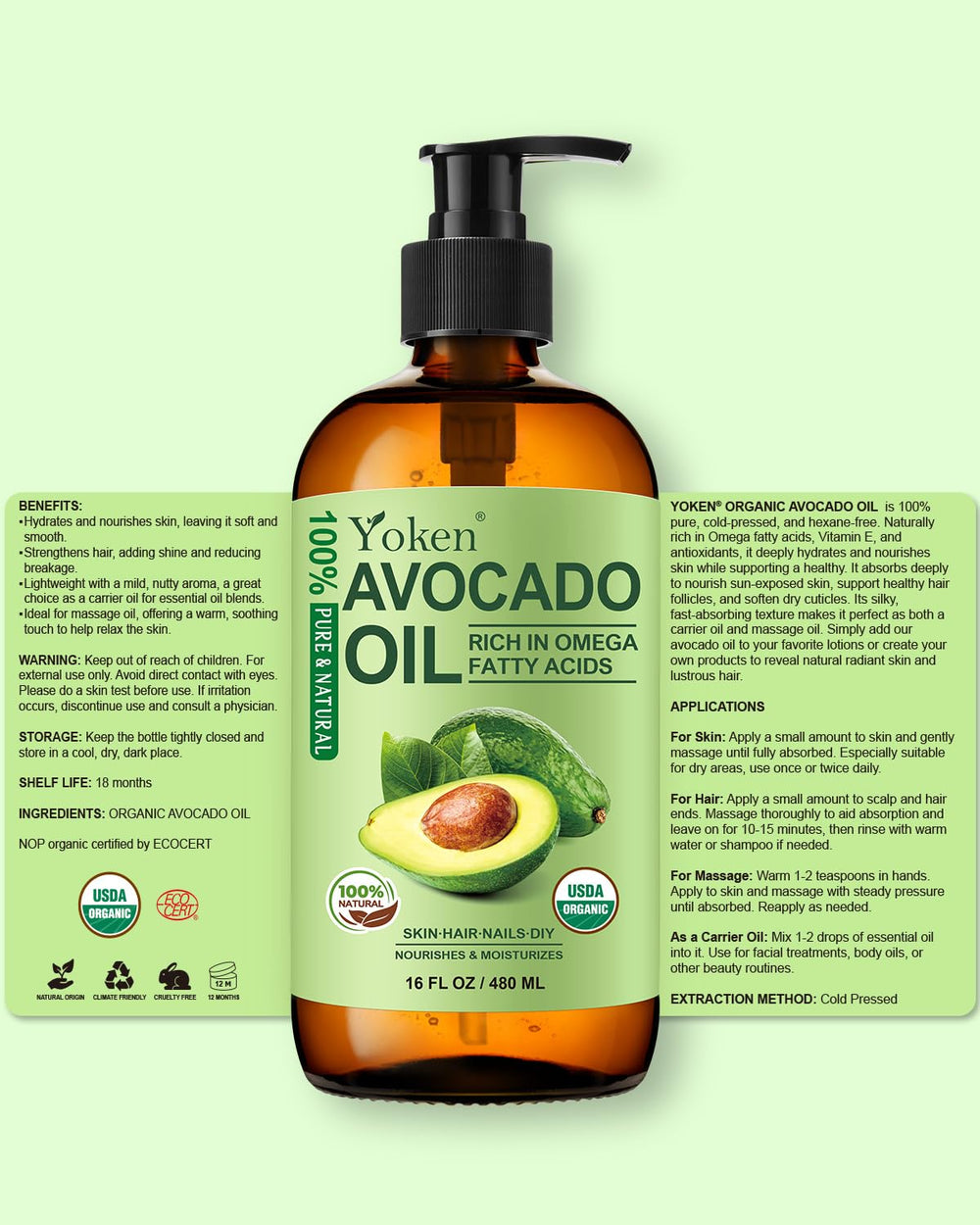Yoken avocado oil used for hair care routine