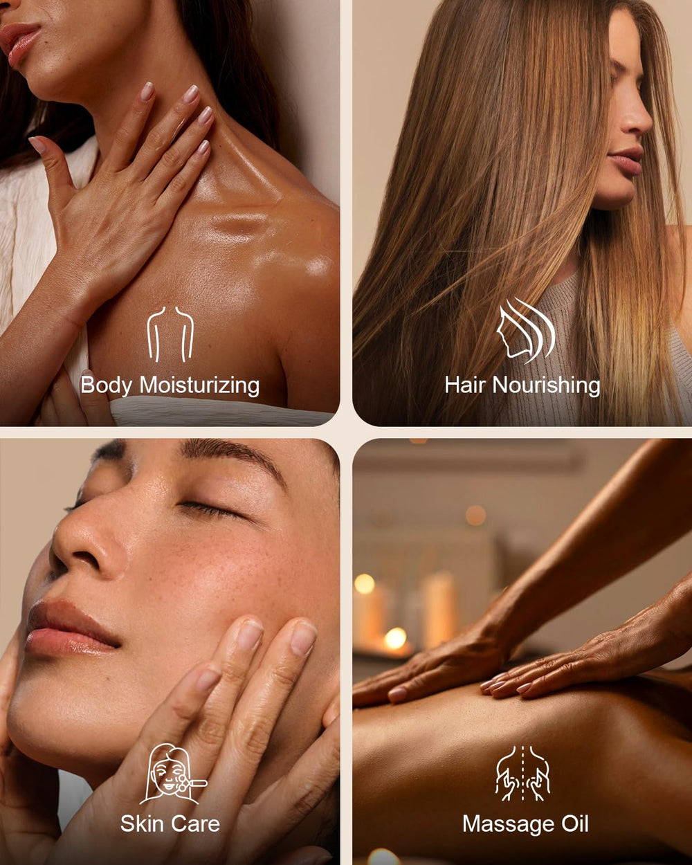 Skin after shower moisturized with Yoken oil for a non-greasy feel.