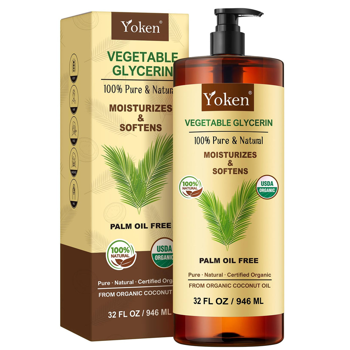 Yoken glycerin bottle pour demonstrates a smooth carrier for essential oils.