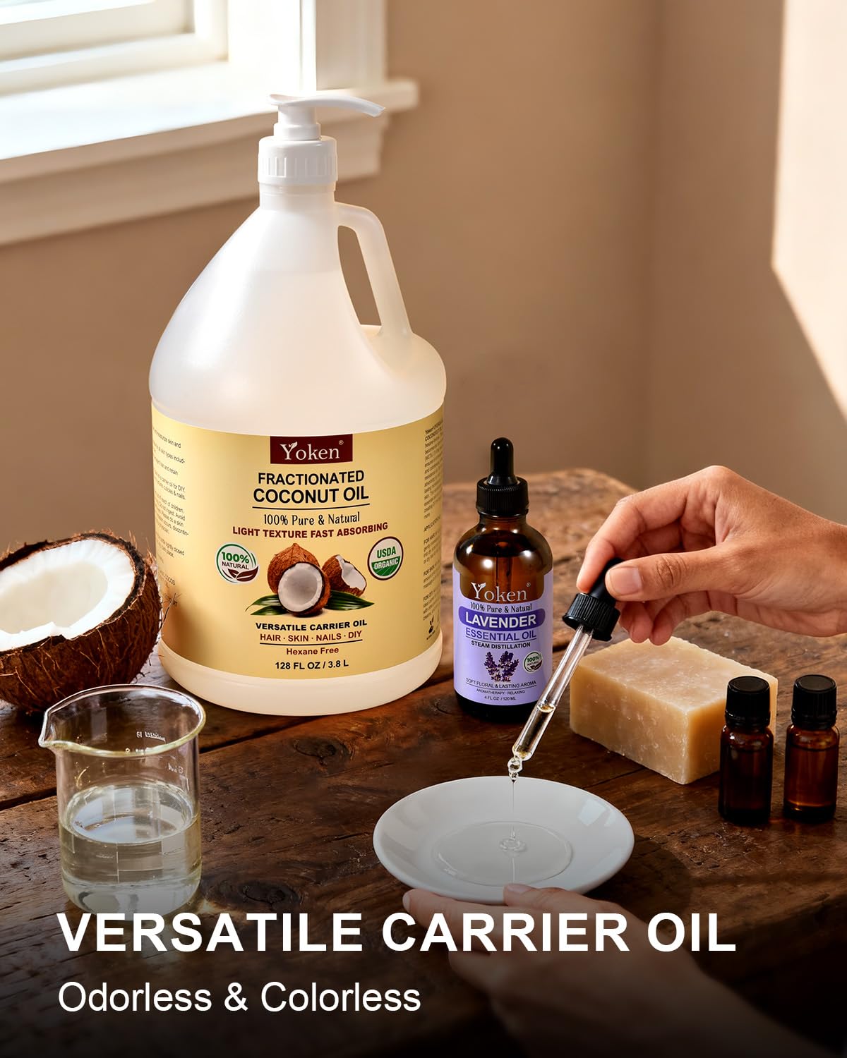 Yoken organic coconut oil spa-use concept for high-volume care
