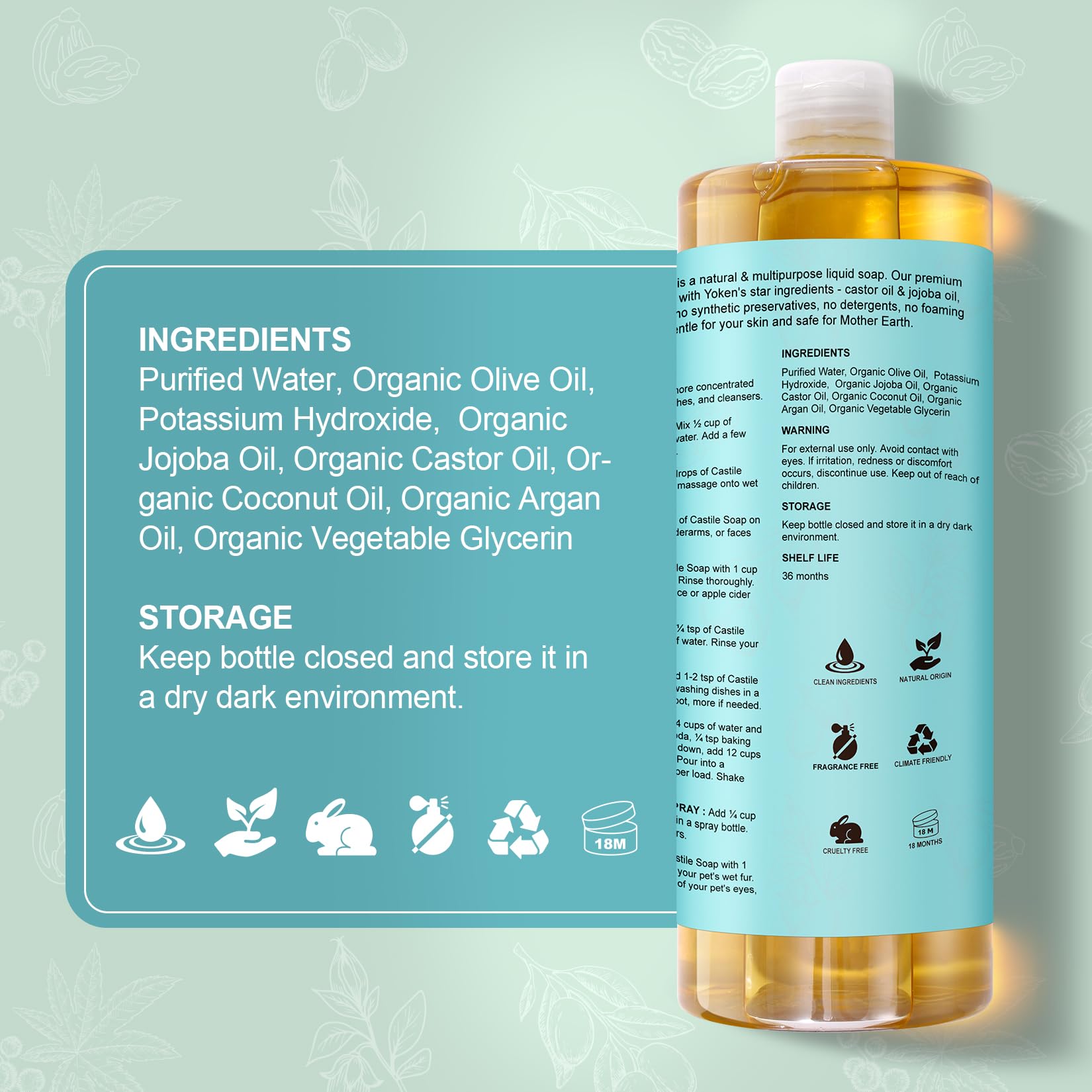 Yoken Castile Soap used for veggie wash to remove residues