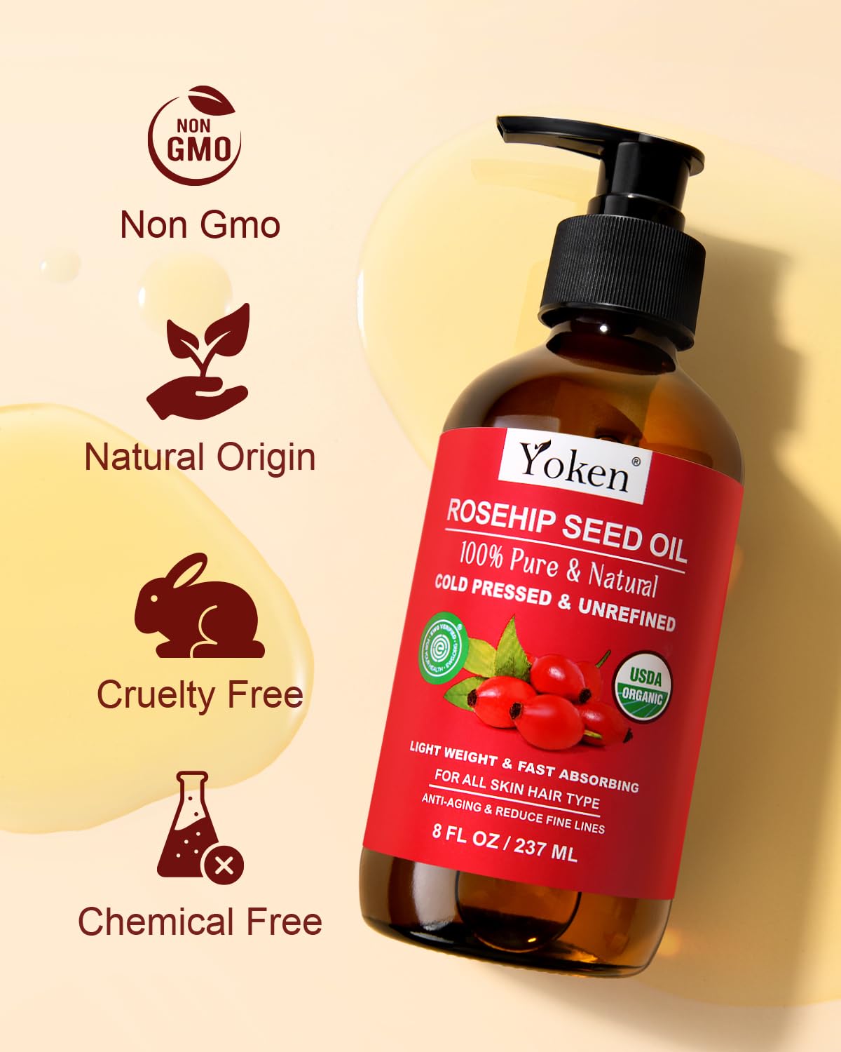 Yoken Rosehip Seed Oil massage scene illustrates versatile carrier oil benefits