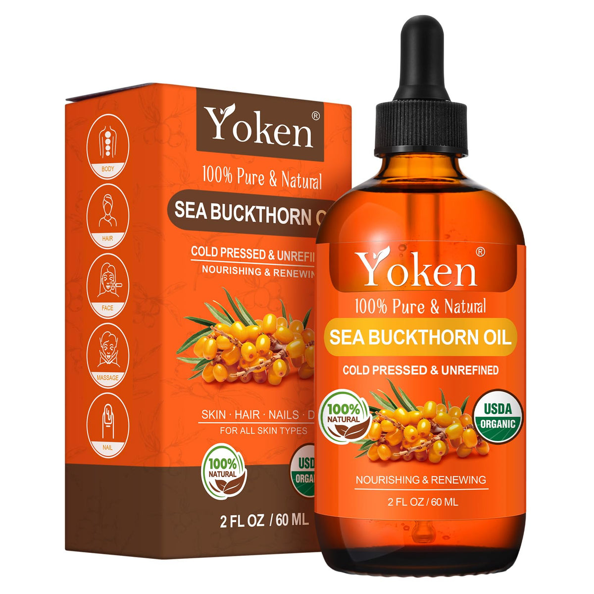 Yoken Sea Buckthorn Oil bottle ready for facial hydration and nourishment