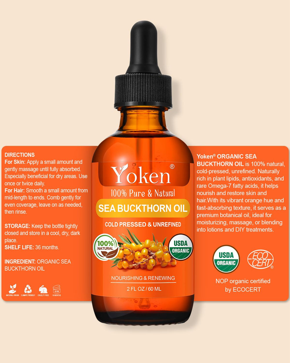 Warning about possible staining when using Yoken Sea Buckthorn Oil