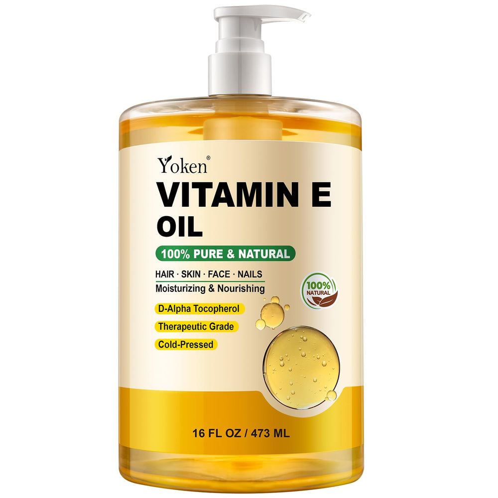 Yoken Vitamin E Oil 16oz bottle for skin hydration and daily use