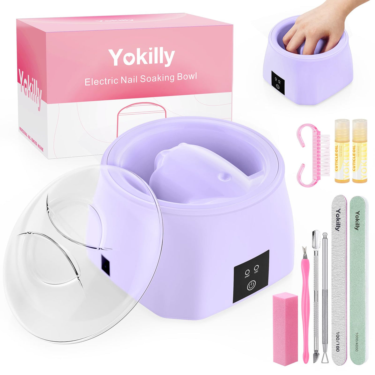 Yokilly heated nail soaking bowl demonstrating warm, efficient at-home nail care