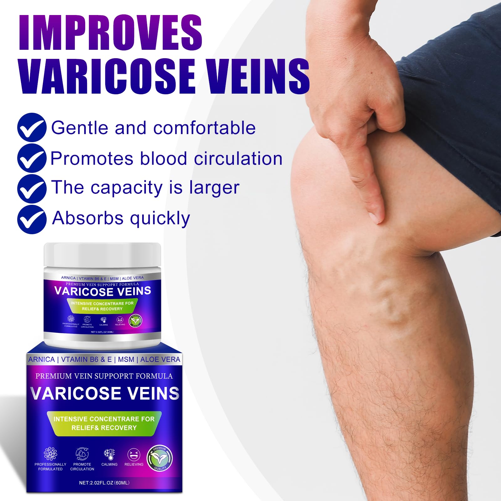 Yongsenina varicose cream application massage demonstrates gentle leg care